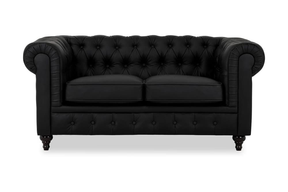 CHESTERFIELD 2-sits Soffa Konstläder Svart