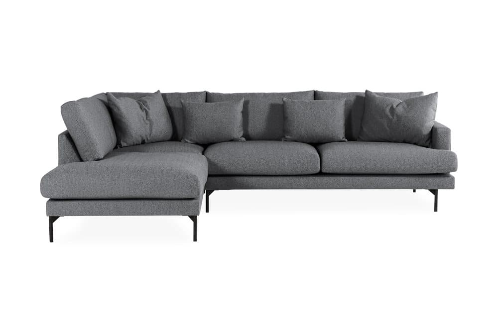 CONCAN 3-sits Soffa med Schäslong Vänster Mörkgrå/Svart