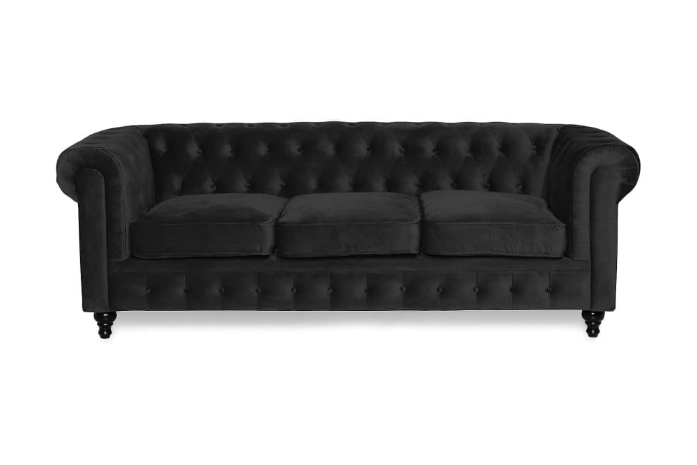 CHESTERFIELD Sammetssoffa 3-sits Svart