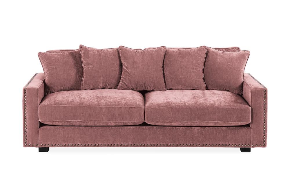 CORLEN 3-sits Sammetssoffa Rosa/Svart