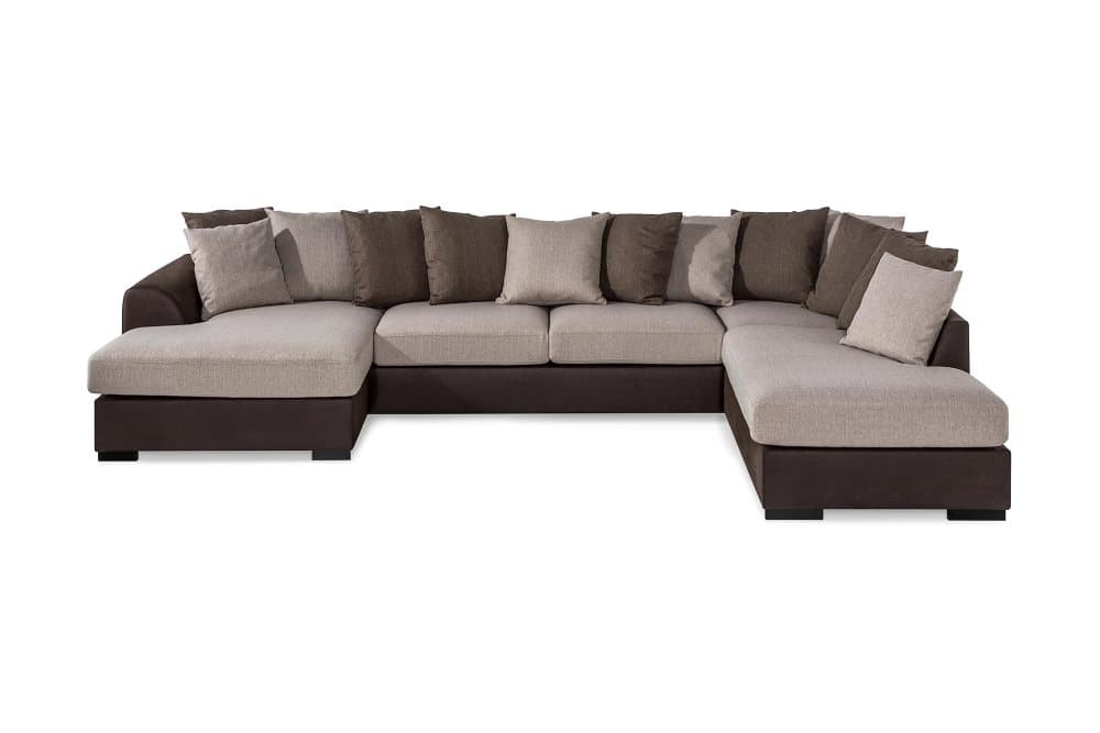 AUSTIN U-Soffa Divan Vänster inkl Kuvertkuddar Brun/Beige