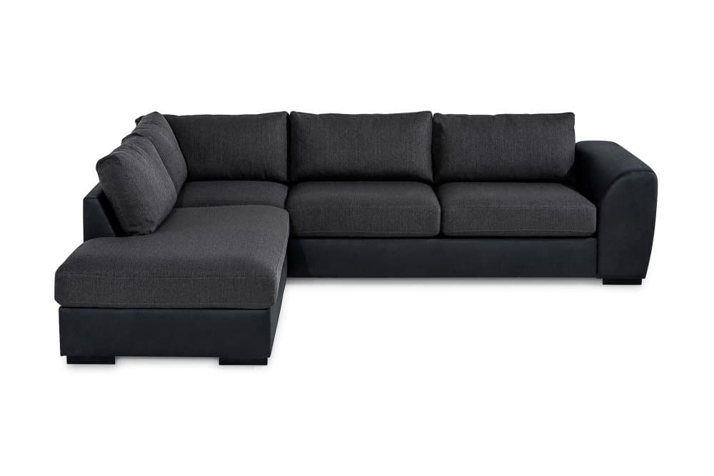 AUSTIN 3-sits Schäslong Vänster Svart/Grå