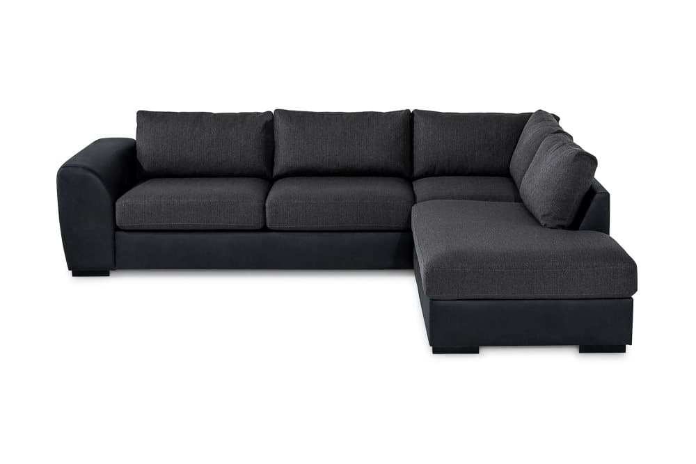 AUSTIN 3-sits Schäslong Höger Svart/Grå
