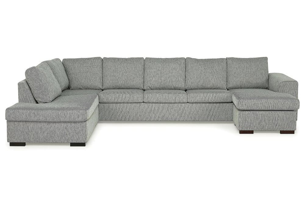 CONNECT U-soffa XXL med Divan Höger Grovvävt tyg Beige