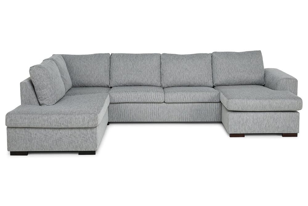 CONNECT U-soffa XL med Divan Höger Chenille Ljusgrå
