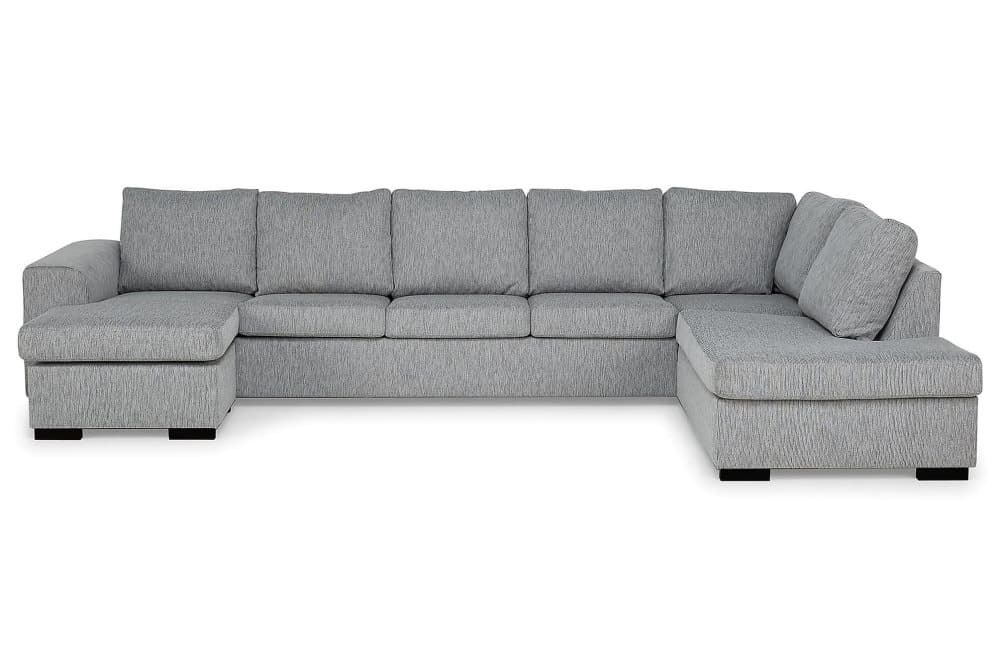 CONNECT U-soffa XXL med Divan Vänster Linnelook Röd