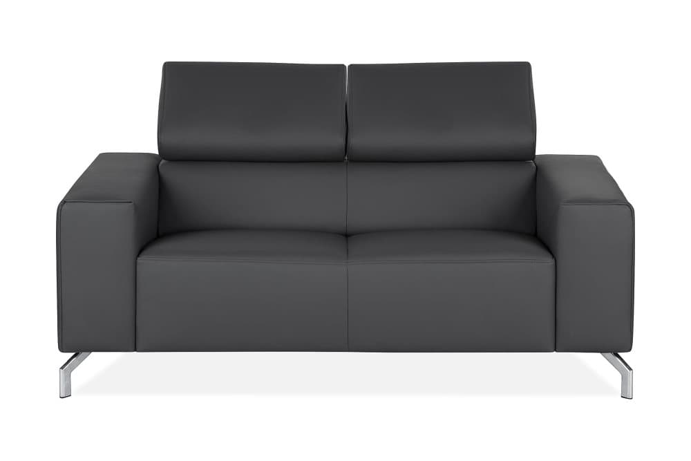 SAREGO Skinnsoffa 2-sits Antracit/Krom