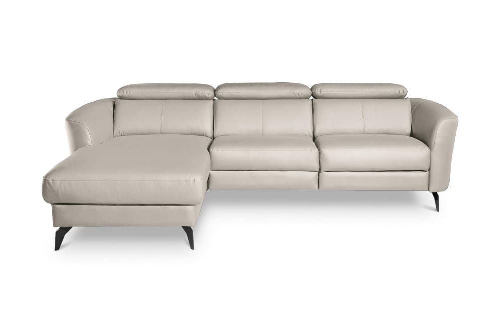 LOGNA Hörnreclinersoffa Vänster Läder/PVC Beige/Mattsvart