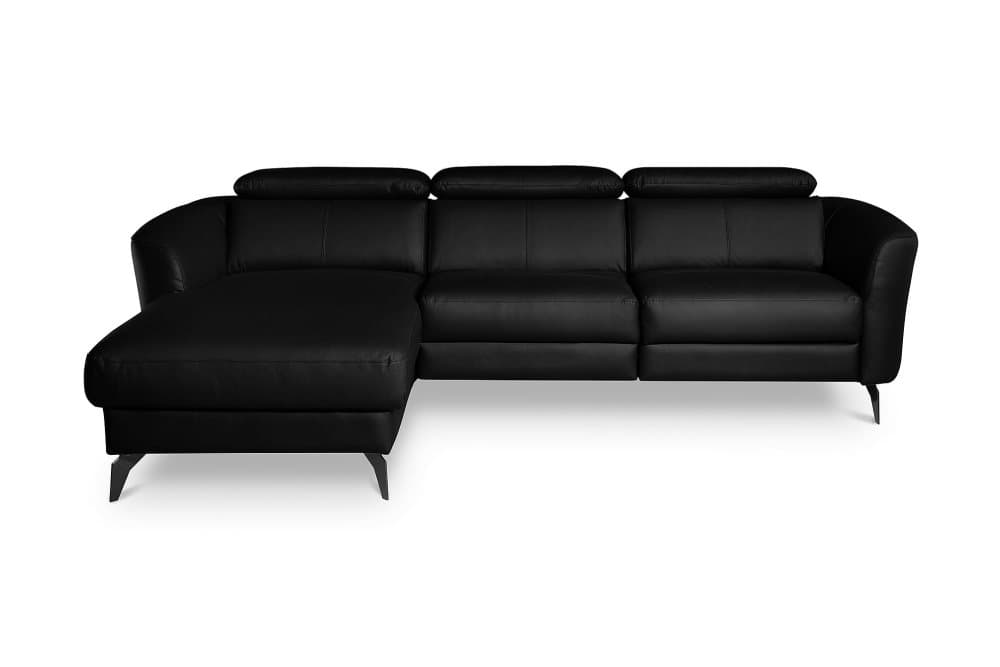 LOGNA Hörnreclinersoffa Vänster Läder/PVC Svart/Mattsvart