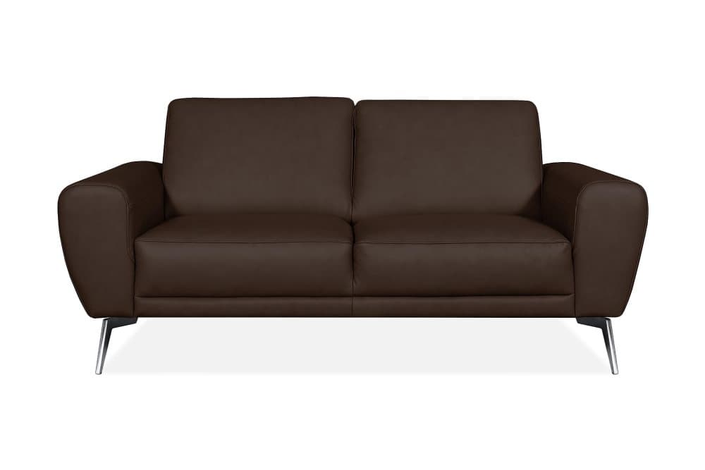 BRIENNO Skinnsoffa 2-sits Brun/Krom/Mattsvart