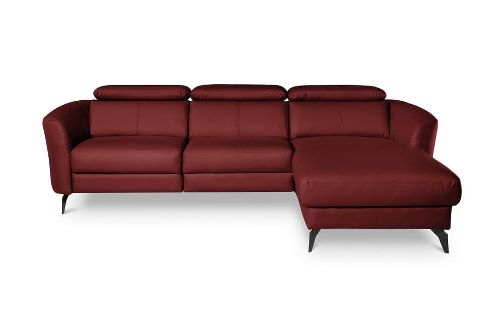 LOGNA Hörnreclinersoffa Höger Läder/PVC Röd/Mattsvart