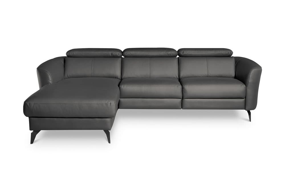 LOGNA Hörnreclinersoffa Vänster Läder/PVC Antracit/Mattsvart