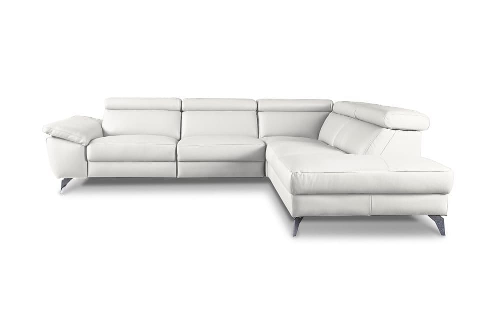 REXFORD Hörnsoffa Höger ej Fotrelax Läder Vit/Krom