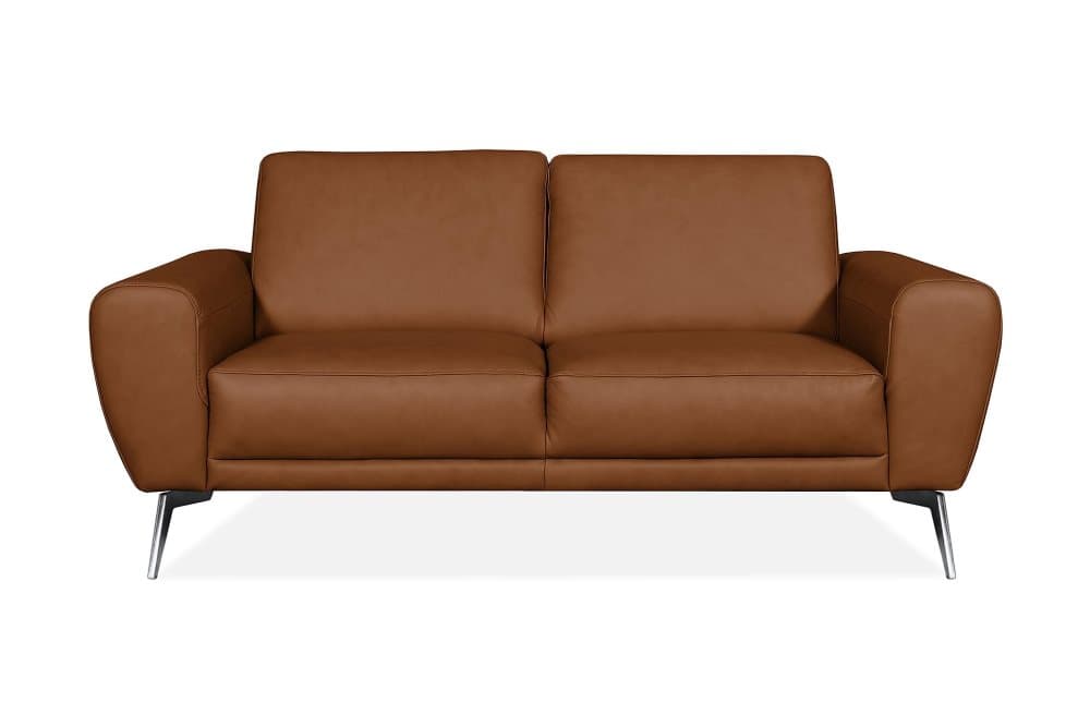 BRIENNO Skinnsoffa 2-sits Cognac/Krom/Mattsvart