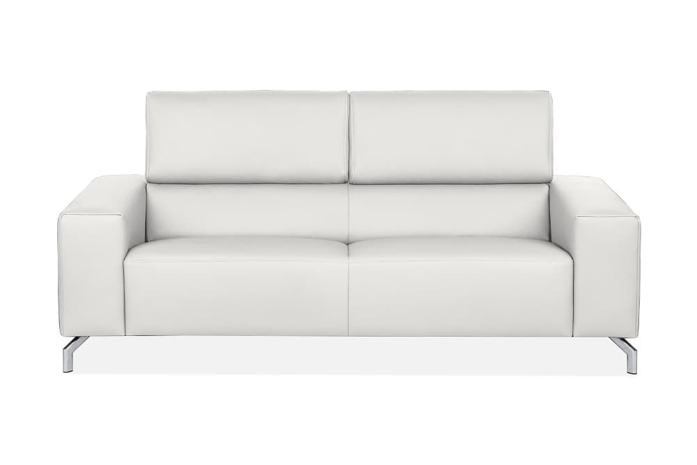 SAREGO Skinnsoffa 3-sits Vit/Krom