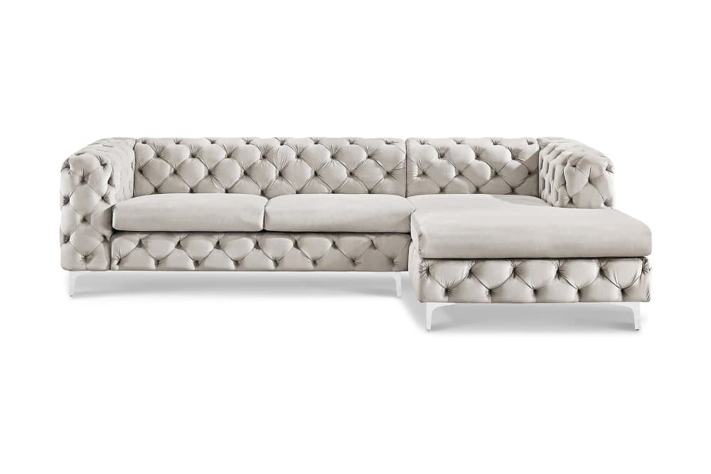 PAIGI 2,5-sits Sammetssoffa med Schäslong Beige