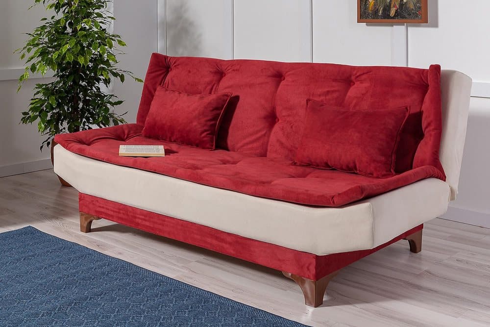 FINLAW 3-sits Bäddsoffa Röd/Vit