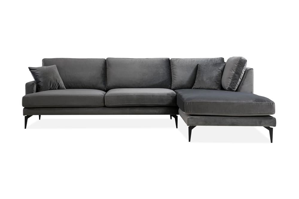BRIETZKE Hörnsoffa med Divan Höger Svart