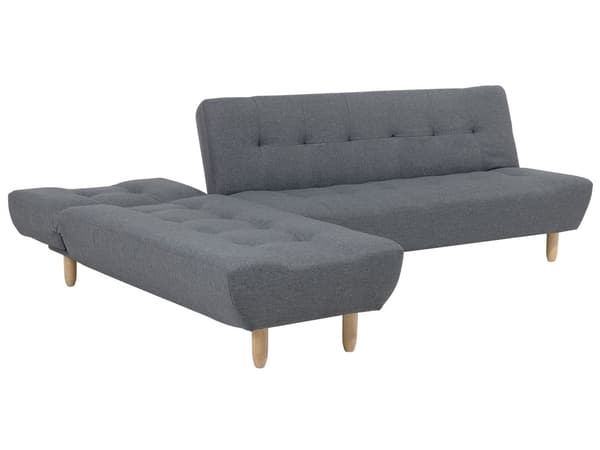 Sovesofa med Chaiselong Grå 4 Personers Sofa L Formet Dyb Sofaseng Siddemøbel Blød Stofsofa Design Hjørnesovesofa