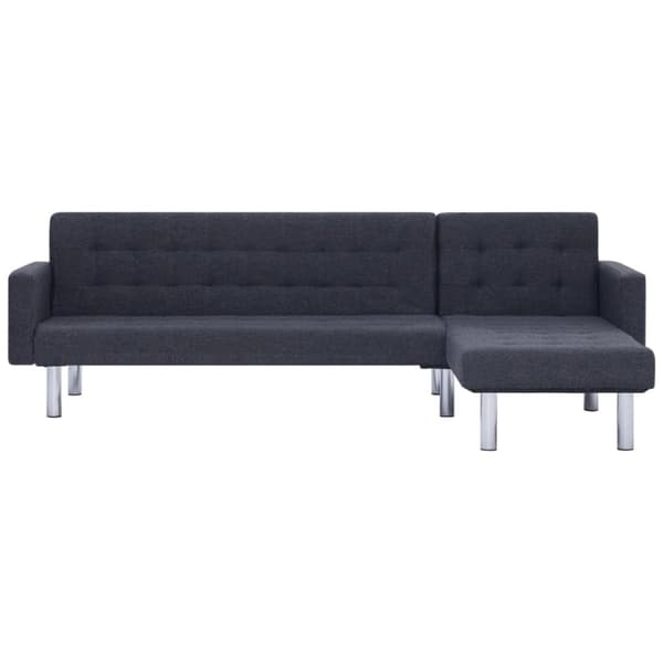 vidaXL L-formad bäddsoffa mörkgrå polyester