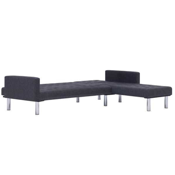 vidaXL L-formad bäddsoffa mörkgrå polyester