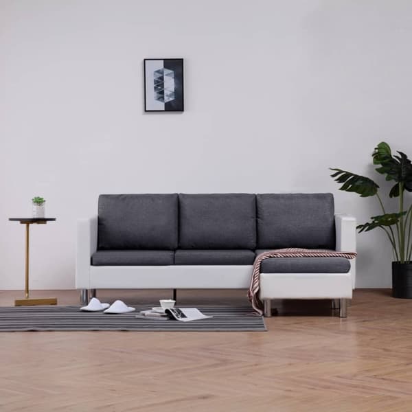 vidaXL 3-personers sofa med hynder kunstlæder hvid