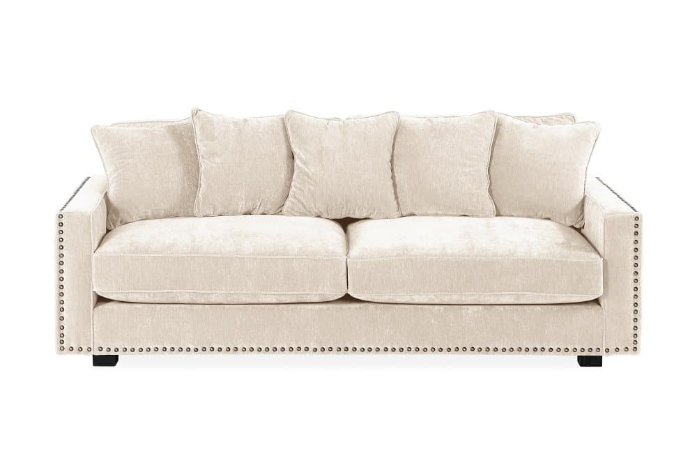 CORLEN 3-sits Sammetssoffa Vit/Svart
