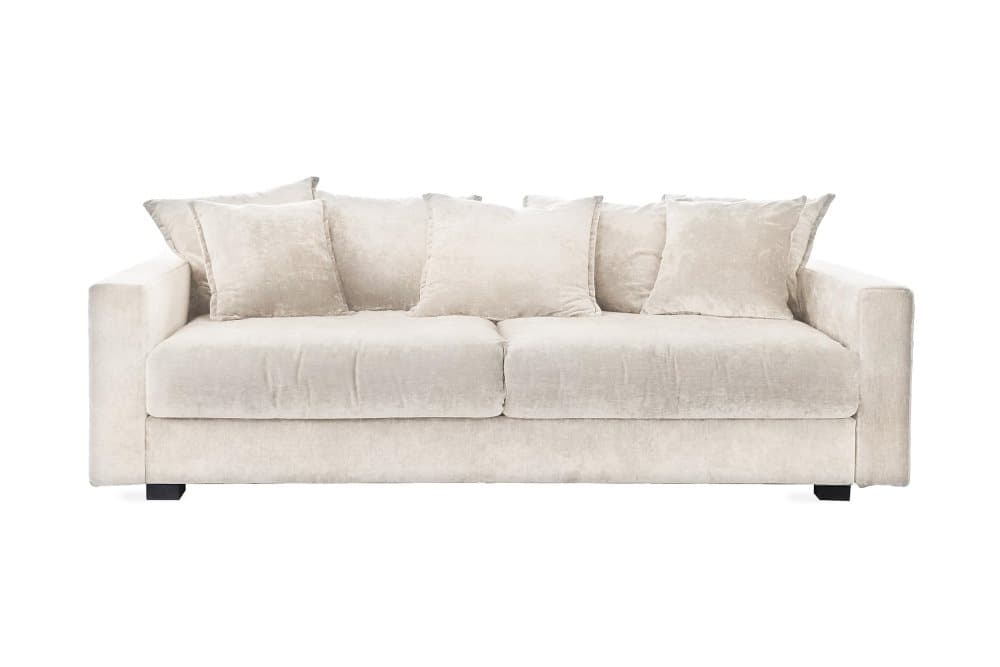 NASHUA 3-sits Sammetssoffa Avtagbar Klädsel Beige/Svart