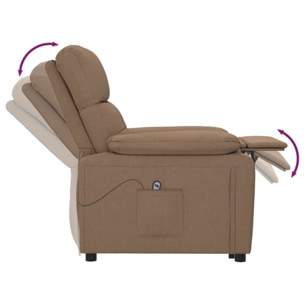 vidaXL Elektrisk reclinerfåtölj Brun tyg