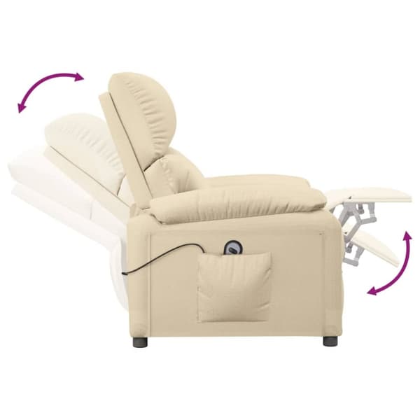 vidaXL Elektrisk reclinerfåtölj gräddvit tyg