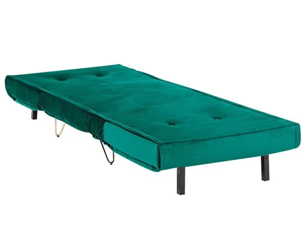Vuodesohva tummanvihreä 85 x 80 x 81 cm sametti rauta yhdelle säädettävä nappikoristelu