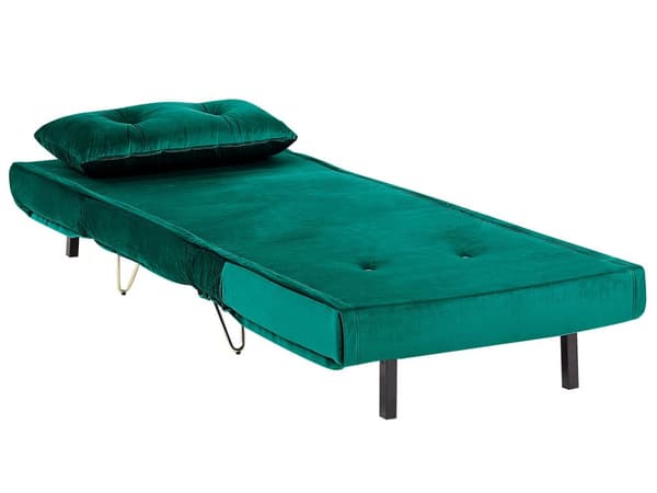 Vuodesohva tummanvihreä 85 x 80 x 81 cm sametti rauta yhdelle säädettävä nappikoristelu