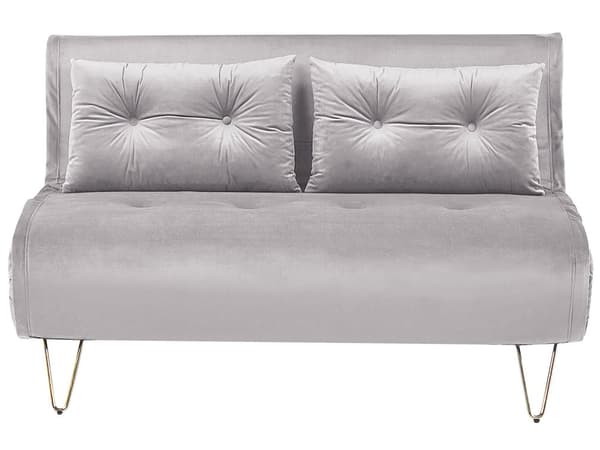 Vuodesohva harmaa 130 x 80 x 81 cm sametti rauta kahdelle säädettävä nappikoristelu
