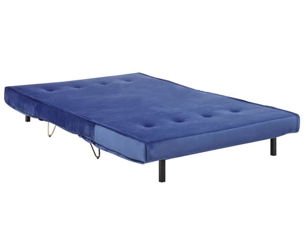 2-personers marineblå sovesofa med hynde gyldne metal glamour ben
