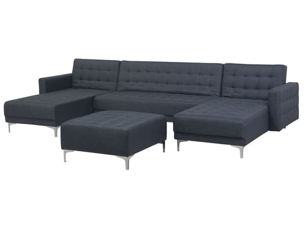 5-sits Hörnbäddsoffa med Schäslonger U-formad Mörkgrå Tuftat tyg Modern