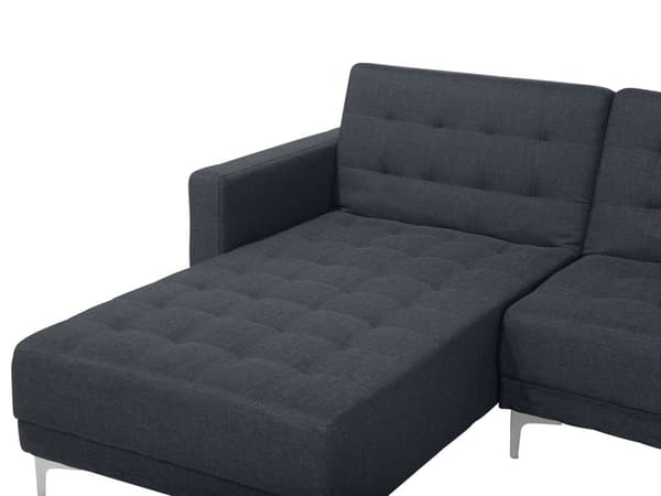 5-sits Hörnbäddsoffa med Schäslonger U-formad Mörkgrå Tuftat tyg Modern