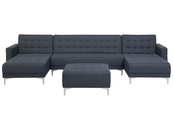 5-sits Hörnbäddsoffa med Schäslonger U-formad Mörkgrå Tuftat tyg Modern