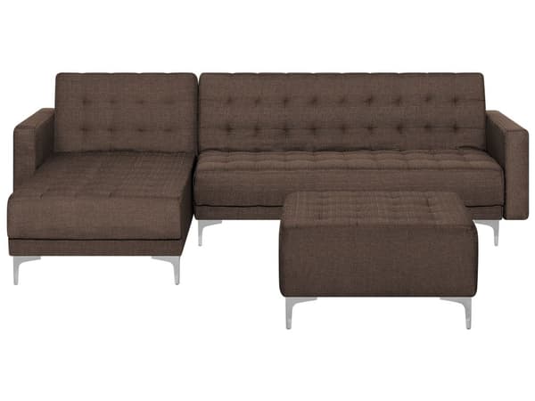 4-sits Högervänd Hörnbäddsoffa med Schäslong Brun Tuftad Modern
