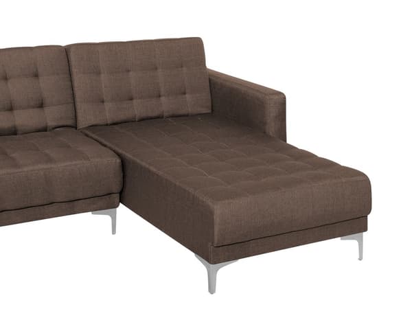 4-sits Vänstervänd Hörnbäddsoffa med Schäslong L-formad Brun Tuftad Modern