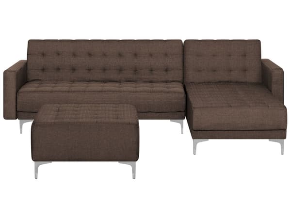 4-sits Vänstervänd Hörnbäddsoffa med Schäslong L-formad Brun Tuftad Modern