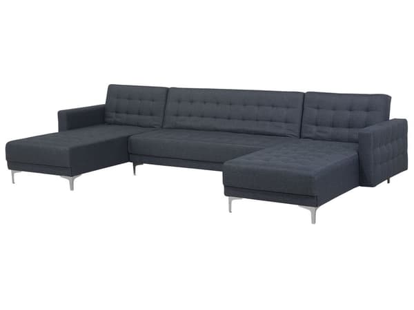 5-sits Hörnbäddsoffa med Schäslonger U-formad Mörkgrå Tuftat tyg Modern