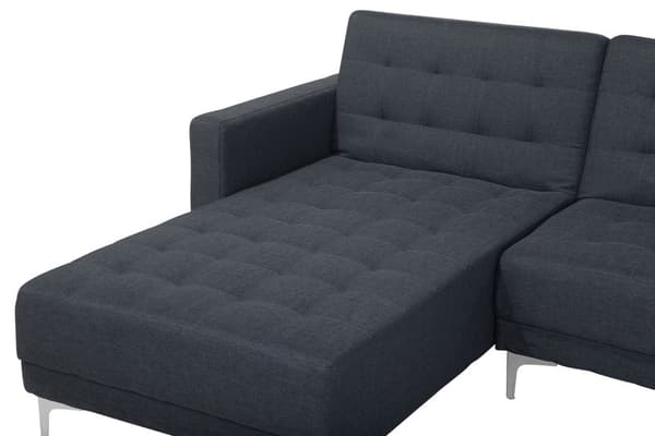 5-sits Hörnbäddsoffa med Schäslonger U-formad Mörkgrå Tuftat tyg Modern