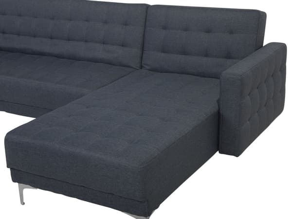 5-sits Hörnbäddsoffa med Schäslonger U-formad Mörkgrå Tuftat tyg Modern