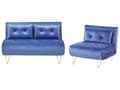 Miniatyrbillede 1 af 11: Blå velour sofasæt 1 + 2 klapsofa med hynder