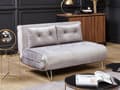 Miniatyrbillede 6 af 11: Grå velour sofasæt 1 + 2 klapsofa med hynder
