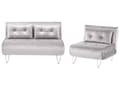 Miniatyrbild 1 av 11: Soffgrupp Beige Sammet 2-sits 3-sits Knappar Tuftad Kuddar Rullarmar Glam