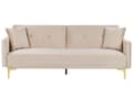 Pikkukuva 1 / 11: Vuodesohva beige 192 x 78 x 80 cm samettiverhoilu kolmelle metallijalat massiivipuu