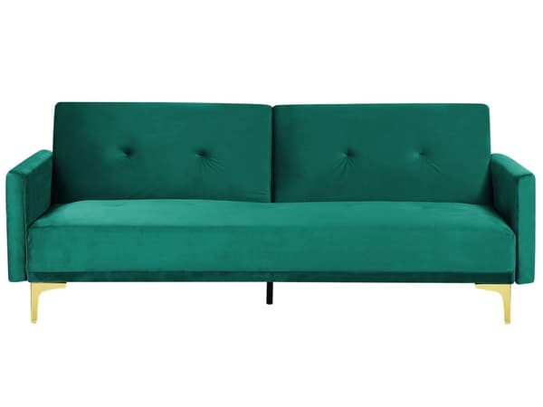 Vuodesohva vihreä 192 x 78 x 80 cm samettiverhoilu kolmelle metallijalat massiivipuu