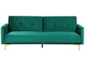 Pikkukuva 4 / 11: Vuodesohva vihreä 192 x 78 x 80 cm samettiverhoilu kolmelle metallijalat massiivipuu