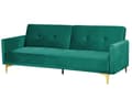 Pikkukuva 5 / 11: Vuodesohva vihreä 192 x 78 x 80 cm samettiverhoilu kolmelle metallijalat massiivipuu
